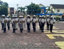 Menghadapi Hari Buruh May Day Polres Lebak Gelar Simulasi Pengamanan Unjuk Rasa