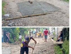 Pejabat Hanya Besar Janji, Warga Gotong Royong Perbaiki Jalan Poros Desa Pakai Dana Swadaya