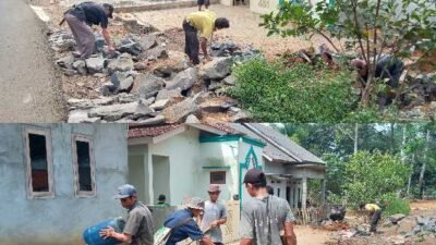 Warga Pamatang Salam Gotong Royong Perbaiki Mushola Secara Swadaya